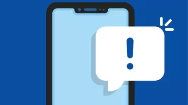Illustration of a smartphone with an exclamation point notification.